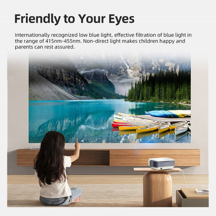 AUN A004 Pro 1920 x 1080P 9000Lumen Android 9.0 Portable LCD Projector, EU Plug(White)