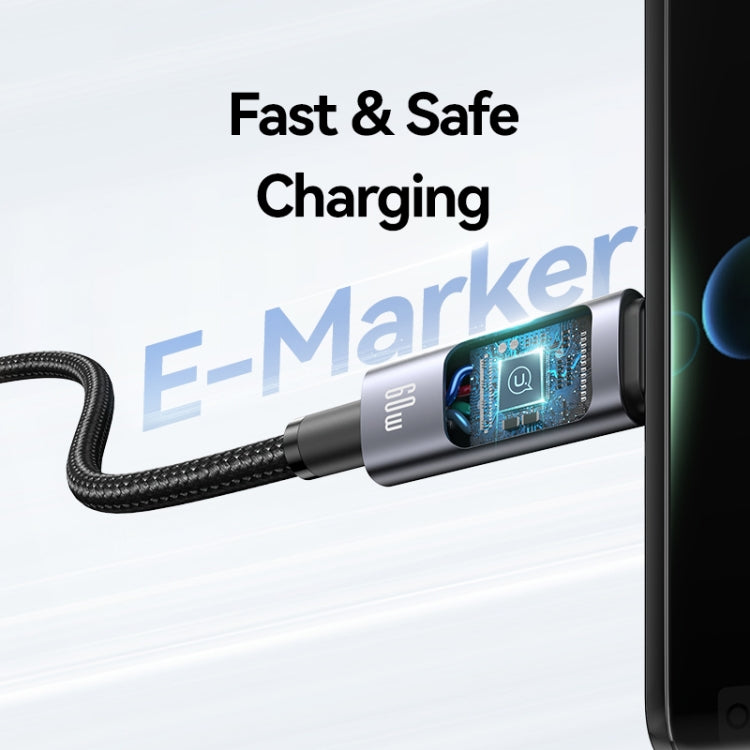 USAMS 60W 6 in 1 Digital Display Fast Charging Cable, Length:1.2m(Titanium Gray)