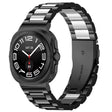For Samsung Galaxy Watch Ultra 47mm Three Beads Stainless Steel Watch Band(Black Silver Black) - free shipping - PMC TechLife - Order now!