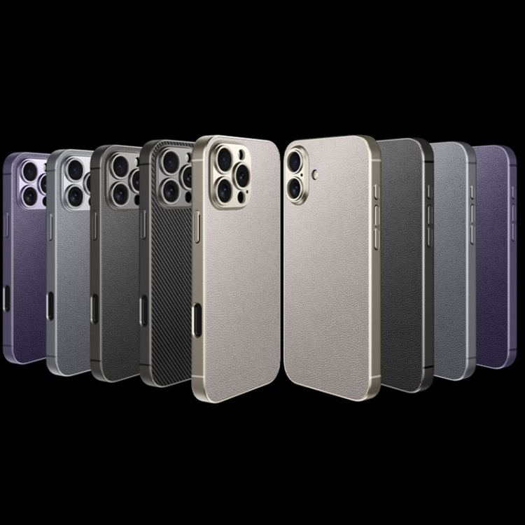 For iPhone 16 Pro Max GKK Metal Paint Skin Feel Leather Full Coverage Phone Case(Mountain Gray)
