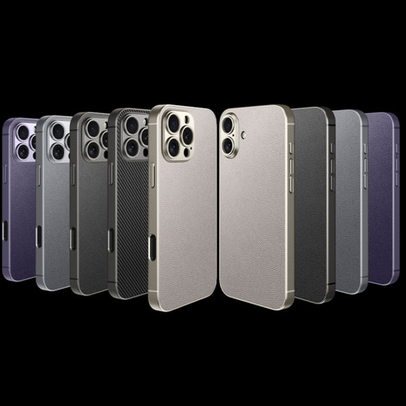 For iPhone 16 Pro GKK Metal Paint Skin Feel Leather Full Coverage Phone Case(Mountain Gray)