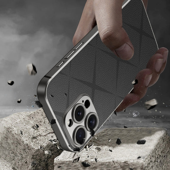 For iPhone 16 Plus GKK Asterism Metal Paint Skin Feel Leather Full Coverage Phone Case(Mountain Gray)