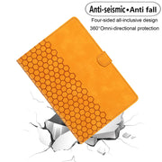 For Samsung Galaxy Tab S9 / S9 FE Honeycomb Embossed Leather Smart Tablet Case(Yellow)
