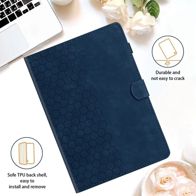 For Samsung Galaxy Tab S9 / S9 FE Honeycomb Embossed Leather Smart Tablet Case(Blue)