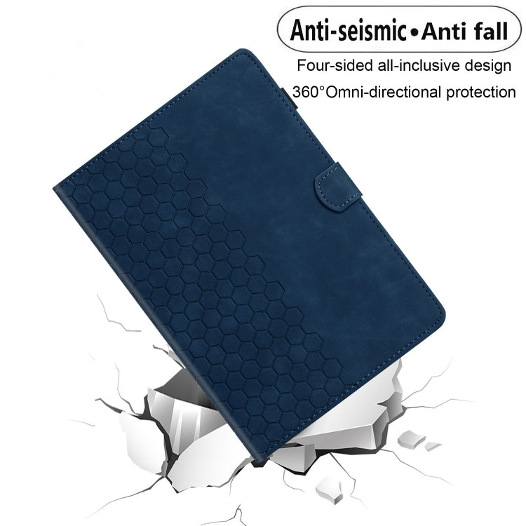 For Samsung Galaxy Tab S9 / S9 FE Honeycomb Embossed Leather Smart Tablet Case(Blue)