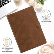 For Samsung Galaxy Tab S9 / S9 FE Honeycomb Embossed Leather Smart Tablet Case(Brown)
