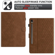 For Samsung Galaxy Tab S9 / S9 FE Honeycomb Embossed Leather Smart Tablet Case(Brown)