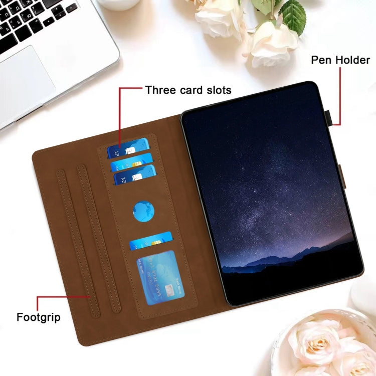 For Samsung Galaxy Tab S9 / S9 FE Honeycomb Embossed Leather Smart Tablet Case(Brown)