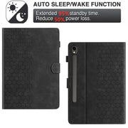 For Samsung Galaxy Tab S9 / S9 FE Honeycomb Embossed Leather Smart Tablet Case(Black)