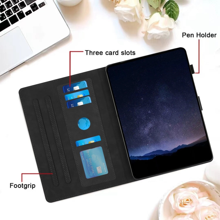 For Samsung Galaxy Tab S9 / S9 FE Honeycomb Embossed Leather Smart Tablet Case(Black)