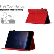 For Samsung Galaxy Tab S9 / S9 FE Honeycomb Embossed Leather Smart Tablet Case(Red)