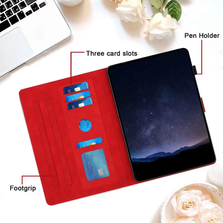 For Samsung Galaxy Tab S9 / S9 FE Honeycomb Embossed Leather Smart Tablet Case(Red)
