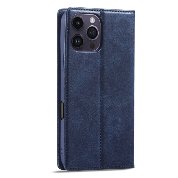 For iPhone 16 Pro Max LC.IMEEKE RFID Anti-theft Leather Phone Case(Blue)