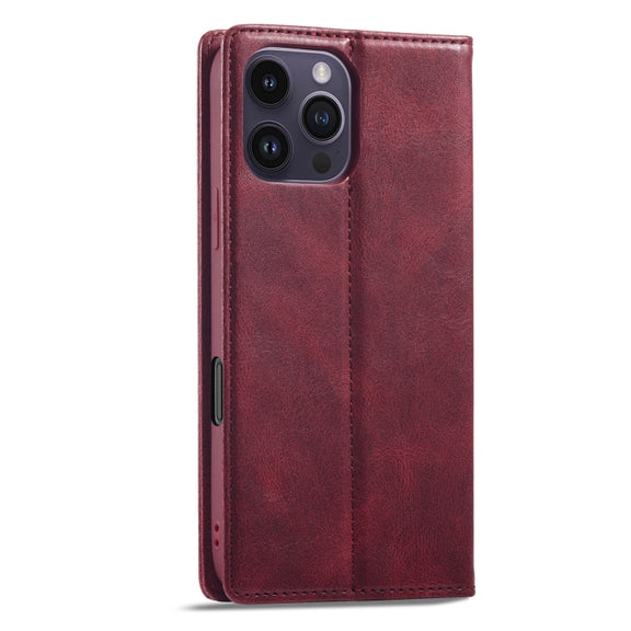 For iPhone 16 Pro Max LC.IMEEKE RFID Anti-theft Leather Phone Case(Red)