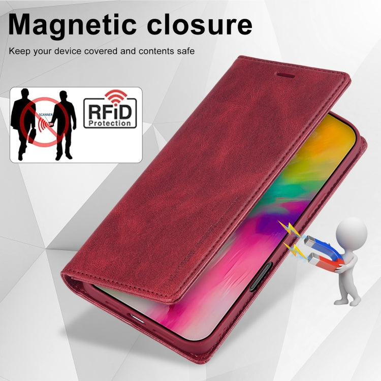 For iPhone 16 Pro Max LC.IMEEKE RFID Anti-theft Leather Phone Case(Red)