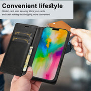 For iPhone 16 Plus LC.IMEEKE RFID Anti-theft Leather Phone Case(Black)