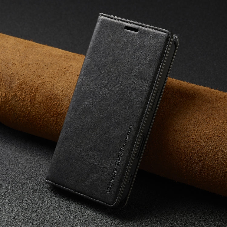 For iPhone 16 LC.IMEEKE RFID Anti-theft Leather Phone Case(Black)