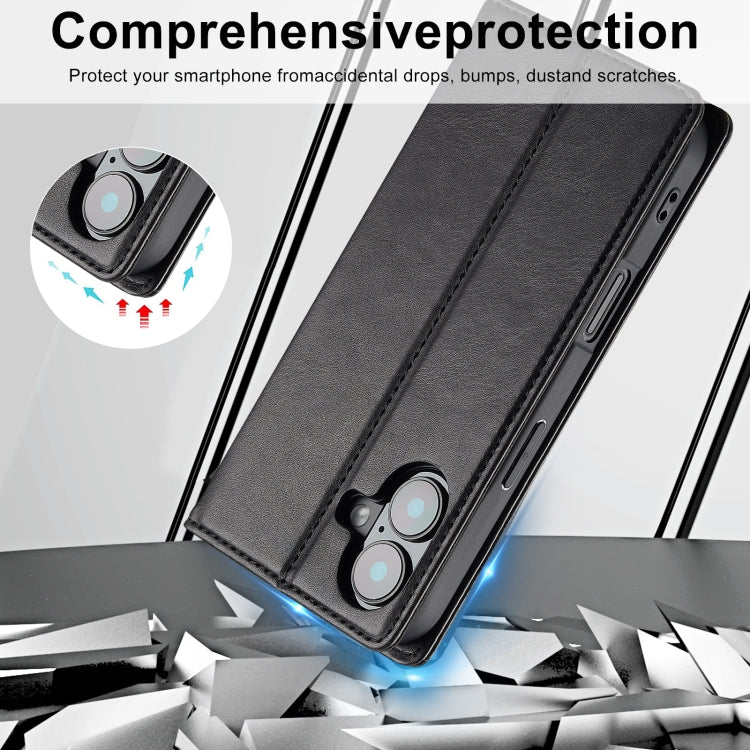 For iPhone 16 LC.IMEEKE RFID Anti-theft Leather Phone Case(Black)