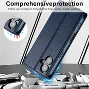 For iPhone 16 LC.IMEEKE RFID Anti-theft Leather Phone Case(Blue)