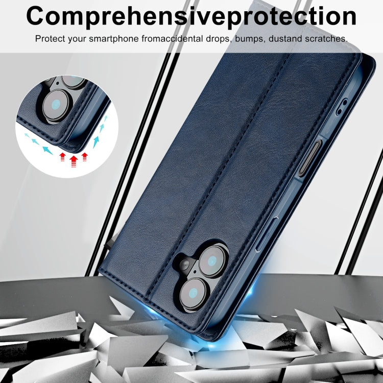 For iPhone 16 LC.IMEEKE RFID Anti-theft Leather Phone Case(Blue)