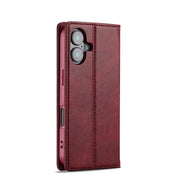 For iPhone 16 LC.IMEEKE RFID Anti-theft Leather Phone Case(Red)