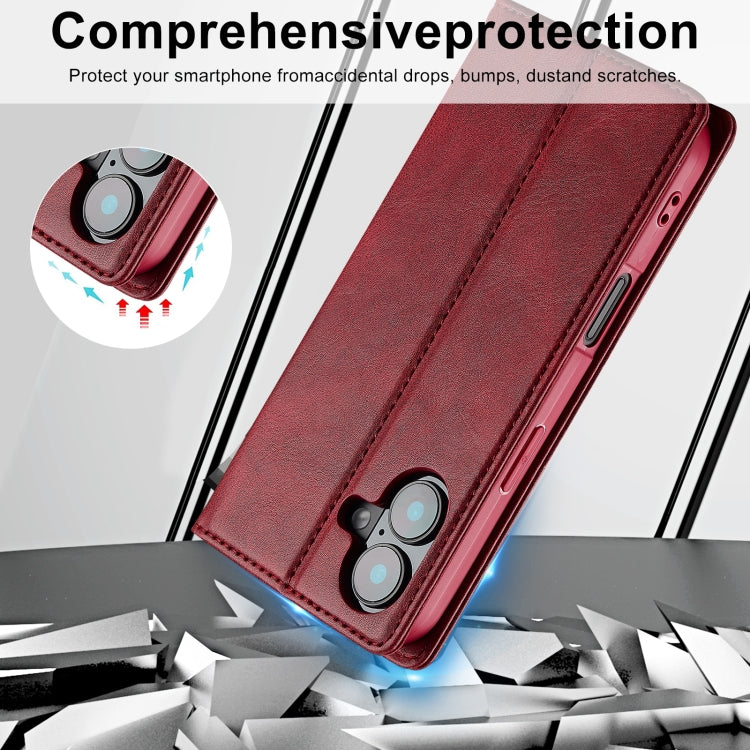 For iPhone 16 LC.IMEEKE RFID Anti-theft Leather Phone Case(Red)