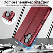 For iPhone 16 LC.IMEEKE RFID Anti-theft Leather Phone Case(Red)