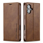 For iPhone 16 LC.IMEEKE RFID Anti-theft Leather Phone Case(Brown)