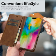For iPhone 16 LC.IMEEKE RFID Anti-theft Leather Phone Case(Brown)