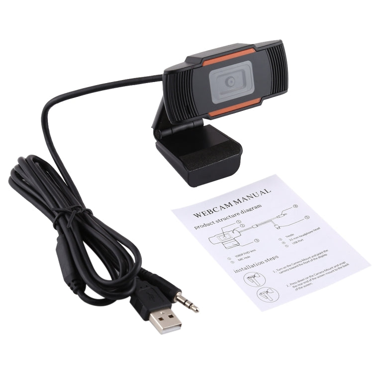 1080P 25fps HD Computer Camera Integrated Microphone USB Web Cam(Black)
