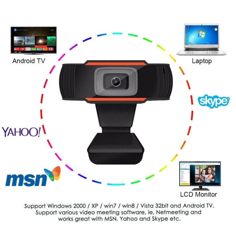 1080P 25fps HD Computer Camera Integrated Microphone USB Web Cam(Black)