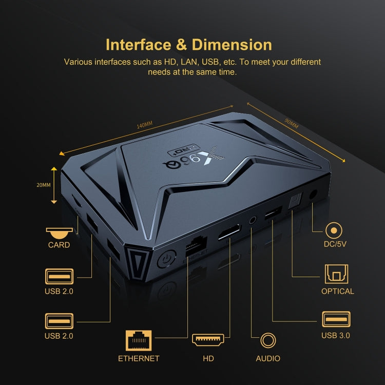 X96Q Pro+ Cortex-A55 Android 14 Octa-core CPU 4K HD Internet Set-top Box, RAM:2GB+16GB(UK Plug)