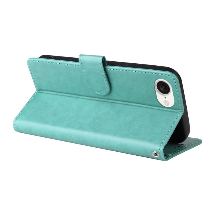 For iPhone 16e Embossed Butterfly Flowers Leather Phone Case(Green)