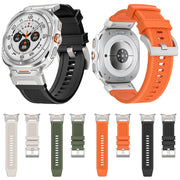 For Samsung Galaxy Watch Ultra 47mm Silver Steel Buckle Rubber Quick Release Watch Band(Starlight)