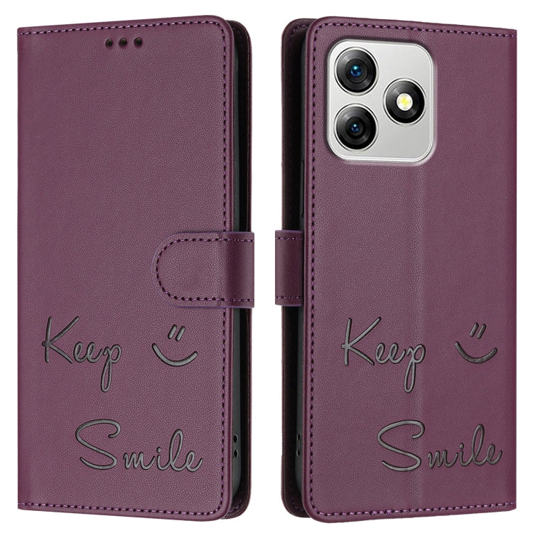 For Ulefone Note 18 Ultra 5G Smile Embossing RFID Leather Phone Case(Violet)