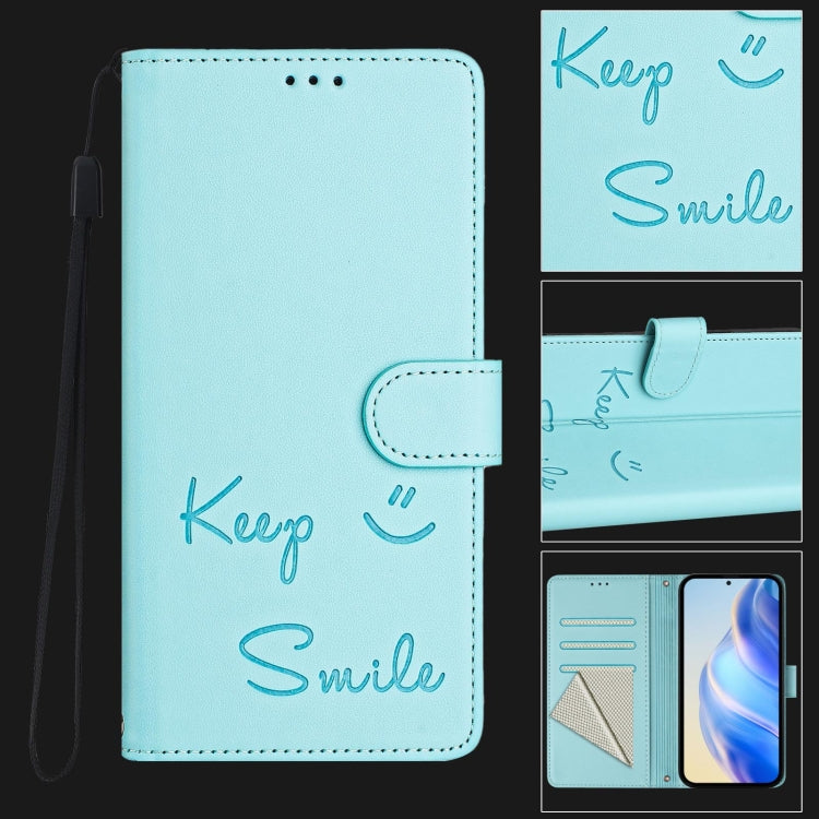 For Ulefone Note 14 Smile Embossing RFID Leather Phone Case(Mint Green)