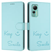 For Ulefone Note 14 Smile Embossing RFID Leather Phone Case(Mint Green)