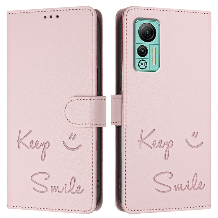 For Ulefone Note 14 Smile Embossing RFID Leather Phone Case(Pink)