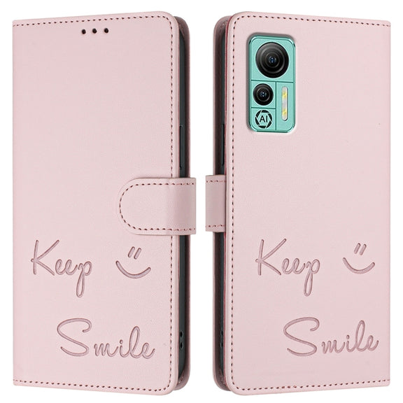 For Ulefone Note 14 Smile Embossing RFID Leather Phone Case(Pink)