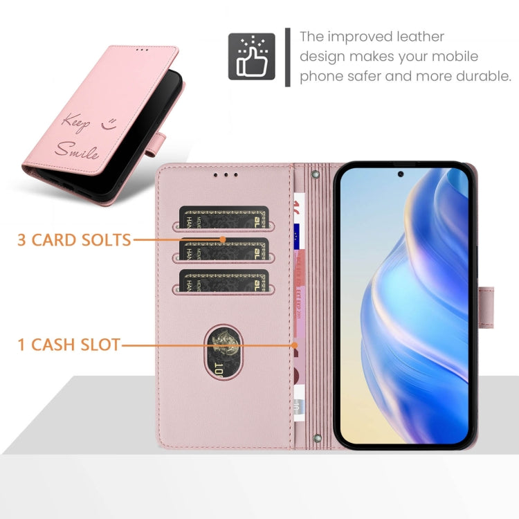 For Ulefone Note 14 Smile Embossing RFID Leather Phone Case(Pink)