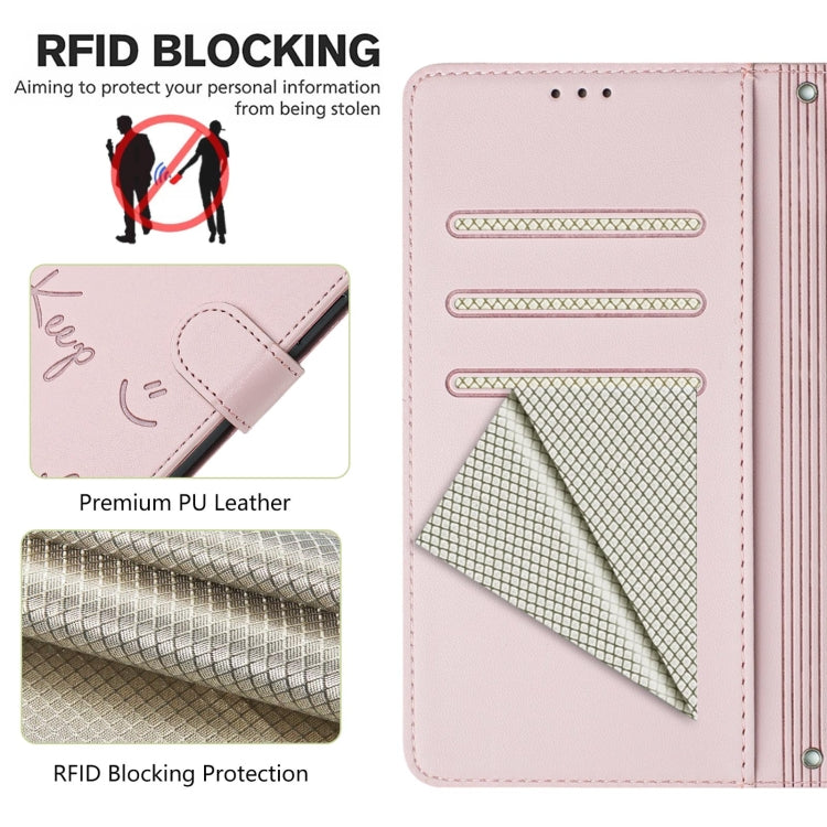 For Ulefone Note 14 Smile Embossing RFID Leather Phone Case(Pink)