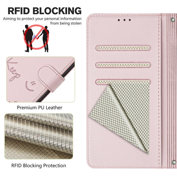For Ulefone Note 14 Smile Embossing RFID Leather Phone Case(Pink)