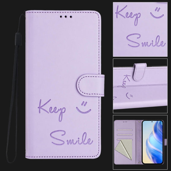 For Ulefone Note 14 Smile Embossing RFID Leather Phone Case(Light Purple)