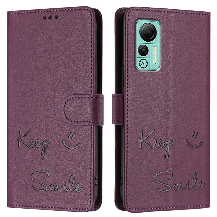For Ulefone Note 14 Smile Embossing RFID Leather Phone Case(Violet)