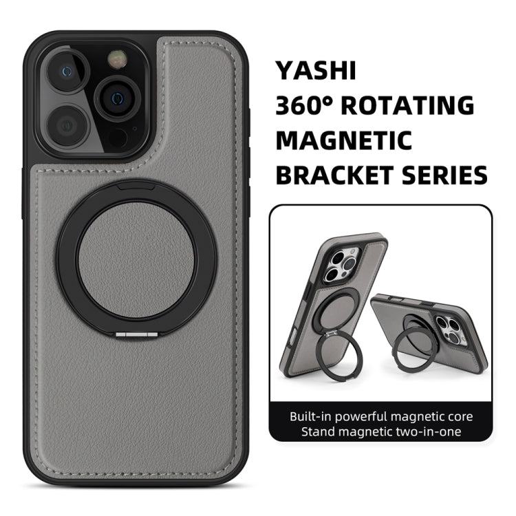 For iPhone 16 Pro Max Yashi 360 Degree Rotating MagSafe Holder Phone Case(Grey)