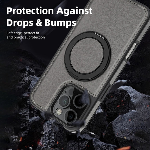 For iPhone 16 Pro Max Yashi 360 Degree Rotating MagSafe Holder Phone Case(Grey)