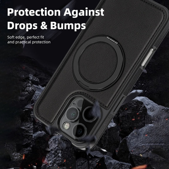 For iPhone 16 Pro Max Yashi 360 Degree Rotating MagSafe Holder Phone Case(Black)