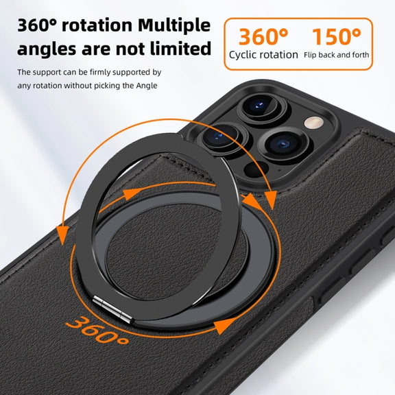 For iPhone 16 Pro Yashi 360 Degree Rotating MagSafe Holder Phone Case(Black)