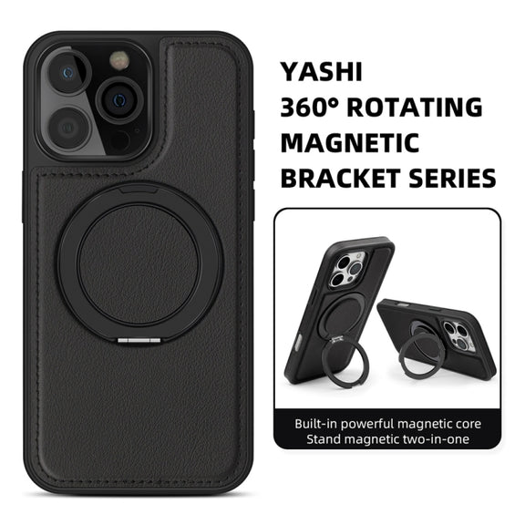 For iPhone 16 Pro Yashi 360 Degree Rotating MagSafe Holder Phone Case(Black)