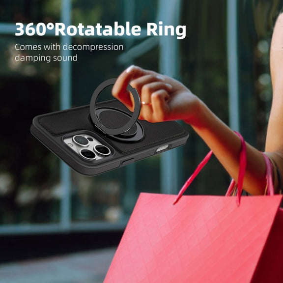 For iPhone 16 Pro Yashi 360 Degree Rotating MagSafe Holder Phone Case(Black)